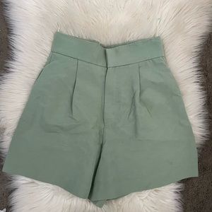 Zara High Waist Shorts - Sage Green